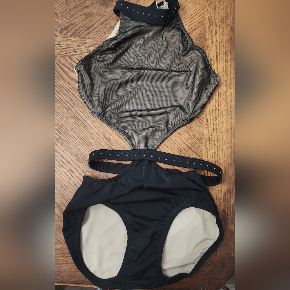 Black and Beige Two-Piece Dance Costume